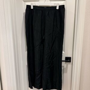 J. Crew Stratus Textured Satin Black Wide Leg Pants